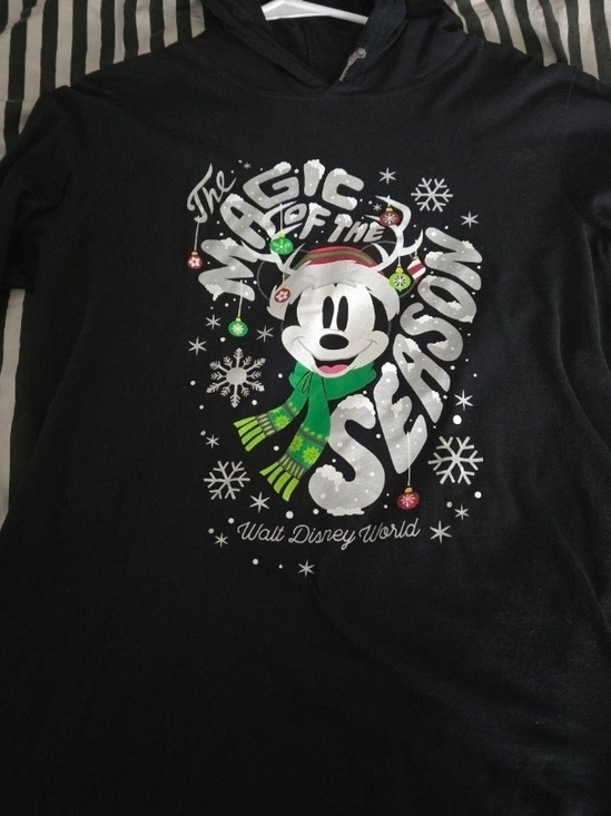 Disney Tops - Disney Parks Mickey Mouse Christmas Long Sleeved Hooded Shirt Hoodie
